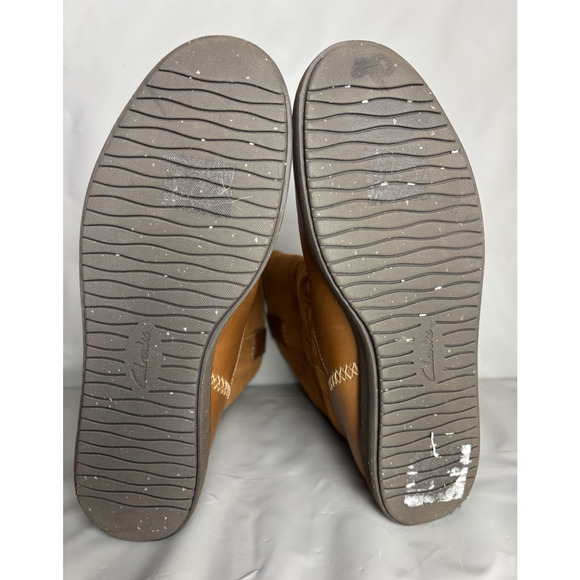 Clarks Glick Elmfield Leather Suede Shearling Winter Boots Womens 9.5 M Tan - Picture 12 of 13